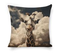 FekiLoot Linen Giraffe Throw Pillow Cover 18x18 Inch Double Sided Decorative Print Pillow Case Outdoor Farmhouse Square Cushion Cover Case Home Decor for Sofa Couch Bed Car 18"x18"