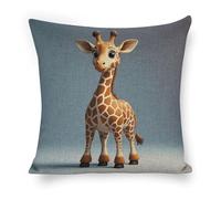 FekiLoot Linen Giraffe Throw Pillow Cover 18x18 Inch Double Sided Decorative Print Pillow Case Outdoor Farmhouse Square Cushion Cover Case Home Decor for Sofa Couch Bed Car 18"x18"