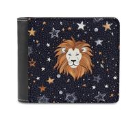 FekiLoot Lion And Stars PU Leather Wallet Bifold Wallet Front Pocket Wallets Fashion Purse Slim Billfold Credit Card Holder