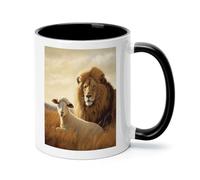 FekiLoot Lion Sheep Coffee Mug 12oz Ceramic Coffee Cup with Handle Novelty Color Mugs Tea Cup for Home, Office & Cafe Use, Microwave & Dishwasher Safe