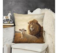 FekiLoot Lion Sheep Throw Pillow Covers 12 "x12 Plush Soft Decorative Farmhouse Square Accent Pillow Cases Spring Sofa Cushion Case for Couch Bedroom Living Room Home Decor
