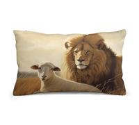 FekiLoot Lion Sheep Throw Pillow Covers 8"x12" Decorative Couch Pillow Covers with Hidden Zipper Soft Plush Pillowcase Lumbar Pillows Cover for Living Room Couch Bed Home Decor