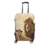 FekiLoot Lion Sheep Travel Luggage Cover Stretchable Airplane Suitcase Protector Sleeve Universal Washable Fit for 19-32 Inch Checked Baggage,Water Resistant Durable Luggage Protector, white, L, Lion