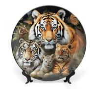 FekiLoot Lion Tiger Leopard And ButterflyDecorative Ceramic Plate Dinner Plate for Salad Dessert Round Display Plate Decorative Porcelain Dish Wall Ornament Microwave Oven Dishwasher Safe Gift 8inch