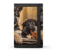 FekiLoot Little German Shepherd Dog Trifold Wallet Slim Minimalist Front Pocket Men's Passcase Wallet Credit Card Holder