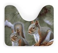 FekiLoot Little Squirrel U Shaped Bath Mat Super Soft Absorbent Contoured Bathroom Rugs Non Slip Luxury Toilet Rug for Bathroom Tub Toilet Base Etc（20x 16in）