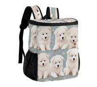 FekiLoot Little White Dogs Pattern Durable Cooler Backpack, Cooler Bag Large & Leakproof,Collapsible Cooler for Hot And Cold,Camping