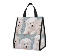 FekiLoot Little White Dogs Pattern Lunch Bag Insulated Lunchbox Bag Reusable Leakproof Tote Women Stylish Lunchboxs Bag for Women Men Work Office Travel