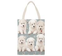 FekiLoot Little White Dogs Pattern Shopping Bag Canvas Tote Bag