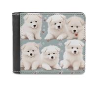 FekiLoot Little White Dogs Pattern Wallet Fashionable Slim Leather Wallet with Multiple Card Slots And Hidden Compartments Wallets