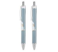 FekiLoot Little White Duck Ballpoint Pens Retractable Black Ink Ballpoint Pens 0.5mm Medium Point Smooth Writing Pattern Pen with Super Soft Grip Cute Work Supplies for Men Women 2 PCS
