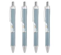 FekiLoot Little White Duck Ballpoint Pens Retractable Black Ink Ballpoint Pens 0.5mm Medium Point Smooth Writing Pattern Pen with Super Soft Grip Cute Work Supplies for Men Women 4 PCS