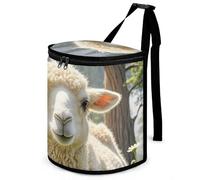 FekiLoot Llama Alpaca Car Trash Can Waterproof Leakproof Hanging Trash Bin with Lid Portable Large Capacity Car Garbage Bag and Storage Bag for Outdoor Traveling Home Use