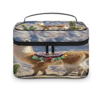 FekiLoot Llama Cactus Makeup Bag Large Capacity Travel Cosmetic Bag Lightweight Hand-held Toiletry Bags Portable Cosmetic Pouch Cute Make Up Pouch for Women