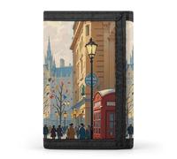 FekiLoot London Impression Wallet Portable Tri Fold Wallet with Zipper Coin Purse for Women Credit Car