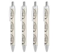 FekiLoot Lonely Tree Ballpoint Pens Retractable Black Ink Ballpoint Pens 0.5mm Medium Point Smooth Writing Pattern Pen with Super Soft Grip Cute Work Supplies for Men Women 4 PCS