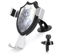 FekiLoot Long Haired Cat Car Phone Holder Mount Strongest Suction & Clip Cell Phone Mount for Dashboard Windshield Vent Fits 4-6" Phones (Straight Vent Only)