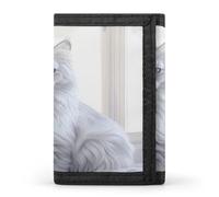 FekiLoot Long Haired Cat Wallet for Men Slim Minimalist Trifold Wallet with ID Window And Credit Card Holder