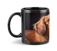 FekiLoot Long Haired Dachshund Mug Personalized Large Ceramic Coffee Mug with Handle Travel Tea Cups for Latte Mugs Gifts Party Cup Daily Office And Home Use 11 OZ/330 ML (Black)