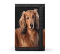 FekiLoot Long Haired Dachshund Wallet for Women Men Trifold Wallet Large Front Pocket Wallets Travel Slim RFID Blocking Wallets Coin Purse Credit Card Holder