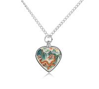 FekiLoot Longhu Mountain Waterfall, China Pet Cremation Jewelry Personalized for Man, Custom Dog Urn Necklaces for Ashes, Heart-Shaped Pendant Urn Necklaces for Cat Lover Woman, with Funnel Kit