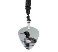 FekiLoot Loon Nature Bird Guitar Pick Necklace for Women&Men Personalized Pendant Necklaces Exquisite Metal Necklaces Cool Guitar Pick Holder Necklace Unique Gifts for Adult