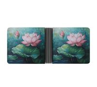 FekiLoot Lotus Flower Painting Wallet Slim Leather Bifold Wallet Extra Capacity Wallets with Multiple Card Slots Men Billfold