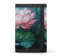 FekiLoot Lotus Flower Painting Wallet Slim Trifold Wallets with Multiple Card Slots Credit Card Holder Pocket Coin Purse