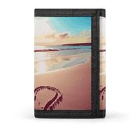FekiLoot Love Beach Wallet Compact Blocking Trifold Wallets with Zipper Minimalist Purse Wallet Credit Card Holder