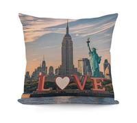 FekiLoot Love from New York Pillow Cover Soft Plush Throw Pillow Covers Decorative Cushion Covers with Invisible Zipper Pillowcase Sofa Pillow Sham Breathable Pillow Protector 18x18 Inch