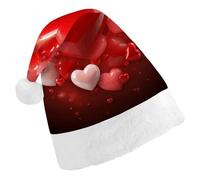 FekiLoot Love Red Hearts Santa Hat Comfortable Soft Christmas Hat Reusable Christmas Cap for Adults for Xmas And New Year Holiday Party Supplies