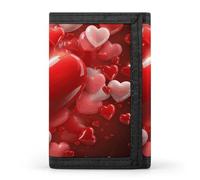 FekiLoot Love Red Hearts Wallet Compact Blocking Trifold Wallets with Zipper Minimalist Purse Wallet Credit Card Holder