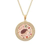 FekiLoot Lovely Hedgehog Pendant Necklaces Non-Tarnish Round Necklace Multicolored Diamond Studded Exquisite Necklace Coin Pendant Fashion Jewelry Necklaces Gifts for Women, One Size, Metal, No