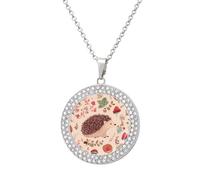 FekiLoot Lovely Hedgehog Pendant Necklaces Non-Tarnish Round Necklace Multicolored Diamond Studded Exquisite Necklace Coin Pendant Fashion Jewelry Necklaces Gifts for Women, One Size, Metal, No