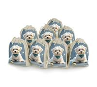 FekiLoot Lovely Maltese Dog 8 Pieces Cotton Drawstring Bags 5 X 7 Inch Reusable Wrapping Muslin Bag Lightweight Linen Sachet Bag Storage Pouches for Party Wedding Gift Jewelry