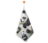 FekiLoot Lovely Panda Hand Towels for Kitchen, Square Small Towel with Hanging Loop for Bathroom, Absorbent Soft Hand Towels for Travel, Quick Dry Towel for Home, Gym 1PCS