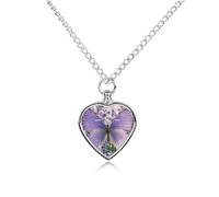 FekiLoot Lovely Purple Butterfly Pet Cremation Jewelry for Ashes Personalized Dog Urn Necklace for Ashes Heart Pet Memorial Necklace Urn Pendant for Puppy Pets Memorial Keepsake Jewelry