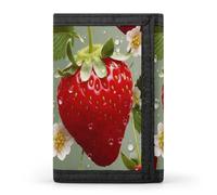 FekiLoot Lovely Strawberry Wallet for Women Men Trifold Wallet Large Front Pocket Wallets Travel Slim RFID Blocking Wallets Coin Purse Credit Card Holder