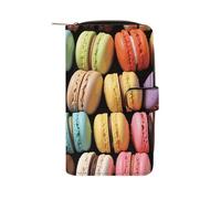 FekiLoot Macaron Biscuit Flavored Pastries Leather Long Wallet 12 Card Slot Travel Long Purse Clutch Wallet with Zip Credit Card Holder