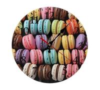 FekiLoot Macaron Biscuit Flavored Pastries Wall Clock Round for Home, Battery Operated Wall Clocks for Bedroom, Fashionable Silent Non-Ticking Clock 30 * 30cm with Arabic Numeral for Kitchen Black