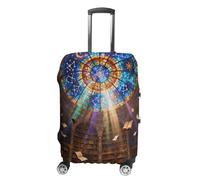FekiLoot Magic Library Dome Travel Luggage Cover Stretchable Airplane Suitcase Protector Sleeve Universal Washable Fit for 19-32 Inch Checked Baggage,Water Resistant Durable Luggage Protector, white