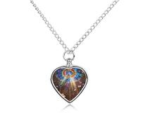 FekiLoot Magic Library Dome Urn Necklaces for Ashes Personalized Human Pet Cremation Jewelry Keepsake Locket Heart Pendant with Filling Kit Memorial Gift for Dog Cat Lover Women Men