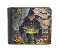 FekiLoot Magic Pumpkin Night Wallet Large Capacity Slim Bifold Wallet with Multiple Card Slots PU Leather Men Purse