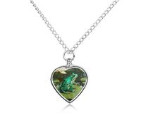 FekiLoot Malachite Frog Lily Urn Necklaces for Ashes Personalized Human Pet Cremation Jewelry Keepsake Locket Heart Pendant with Filling Kit Memorial Gift for Dog Cat Lover Women Men