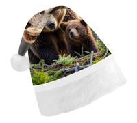 FekiLoot Mama Bear Christmas Hat with Plush Brim And Liner Unisex Classic Holiday Santa Claus Hat for New Year Festive Holiday Party Supplies & Gifts