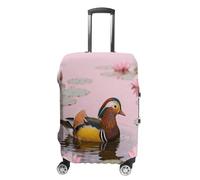 FekiLoot Mandarin Duck in Lotus Travel Luggage Cover Stretchable Airplane Suitcase Protector Sleeve Universal Washable Fit for 19-32 Inch Checked Baggage,Water Resistant Durable Luggage Protector