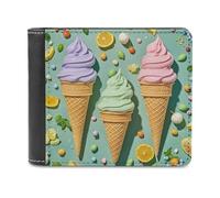 FekiLoot Many Colored Ice Cream Wallet Large Capacity Slim Bifold Wallet with Multiple Card Slots PU Leather Men Purse