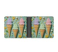 FekiLoot Many Colored Ice Cream Wallet Slim PU Bifold Design Wallet with Multiple Card Slots Wallets Extra Capacity Pocket Wallets