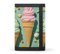 FekiLoot Many Colored Ice Cream Wallet Slim Trifold Wallets with Multiple Card Slots Credit Card Holder Pocket Coin Purse