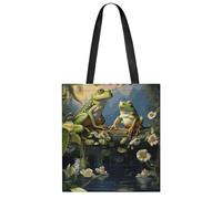 FekiLoot Many Frogs Sing on The Branches Shopping Bag Foldable, Multipurpose Shoulder Bag, Reusable Grocery Bag Holder with Long Shoulder Strap, Waterproof Tote Bags for Work, Beach, Travel